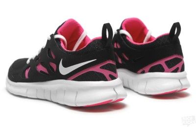 NEW JUNIORS NIKE FREE RUN 2 477701 001 BLACK/WHITE PINK FLASH  