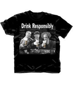 THE THREE STOOGES DRINK RESPONSIBLY T SHIRT NEW   