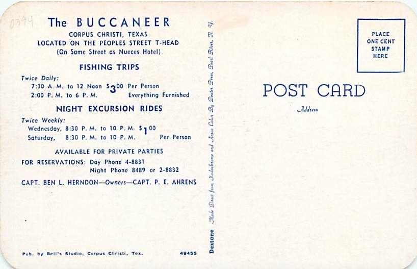 TX CORPUS CHRISTI THE BUCCANEER FISHING BOAT R10643  