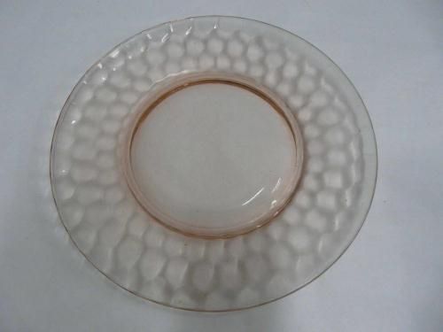 PINK DEPRESSION GLASS HEX OPTICAL SALAD PLATE 8  