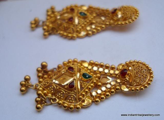 ethnic 20k gold earrings handmade jewelry from rajasthan india  