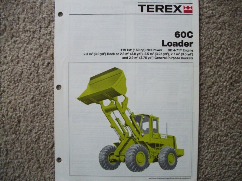 Vintage Terex 60C Loader sales brochure Literature  