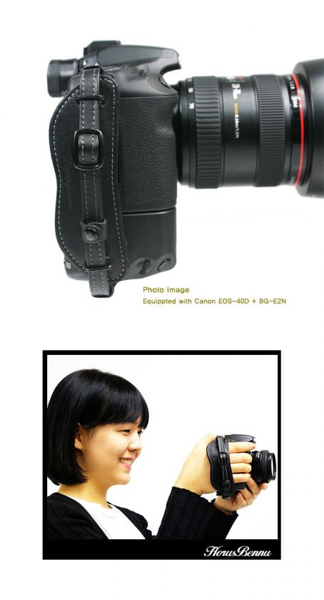 HB SLR DSLR Camera Hand Grip Strap(Black/Leather)+Plate  