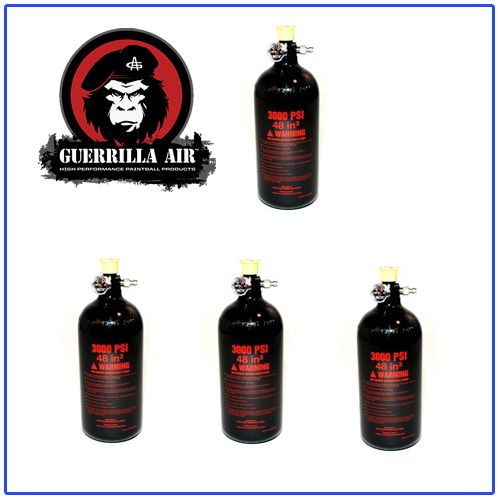   Guerrilla Air 48ci 3000psi N2 High Pressure Paintball Tank HPA 4 PACK