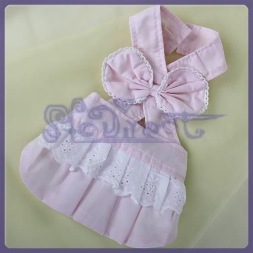 Halter Big Bow Trim Dog MAID Dress Pet Apron Apparel S  