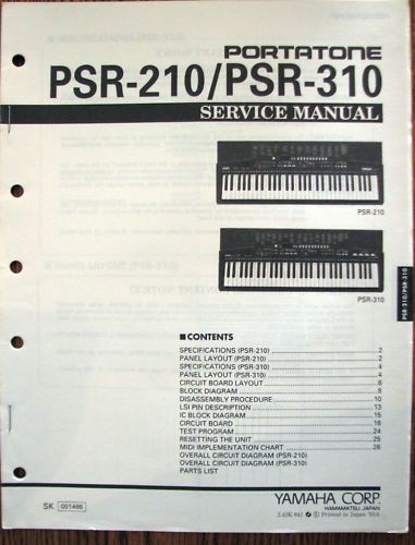 Yamaha Original Service Manual for the PSR 210 / PSR310 Portatone 