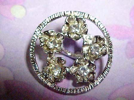 Vintage 1 RHINESTONE flower couture BUTTONS HIPPIE BIG  