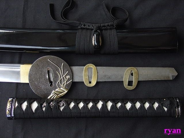 Orchid Tsuba HandMade Tempered blade Katana Sword Sharp Edge  