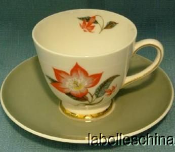 Tuscan Teacup and Saucer Poinsettia Christmas Tea Cup  