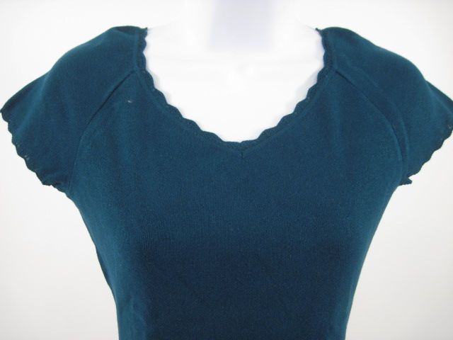 ADAM JONES PARIS Teal Short Sleeve Kni Sweater Top M  