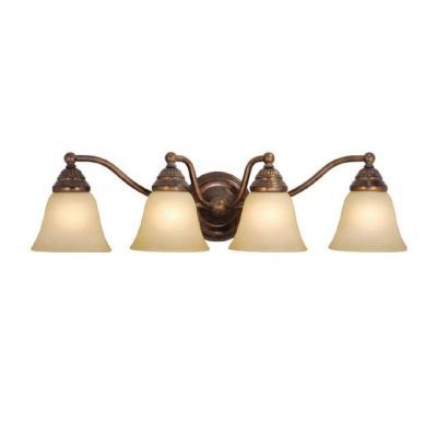   Bathroom Vanity Lighting Fixture, Royal Bronze, Cream Cognac Glass