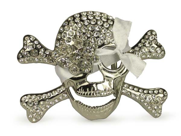 Rhinestone Skull & Crossbones Belt Buckle  