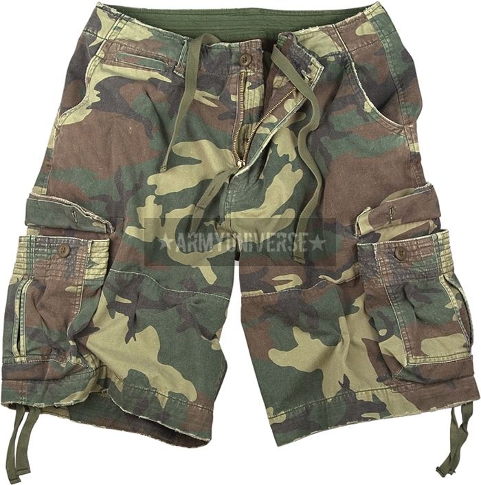Woodland Camouflage Vintage Infantry Utility Shorts  