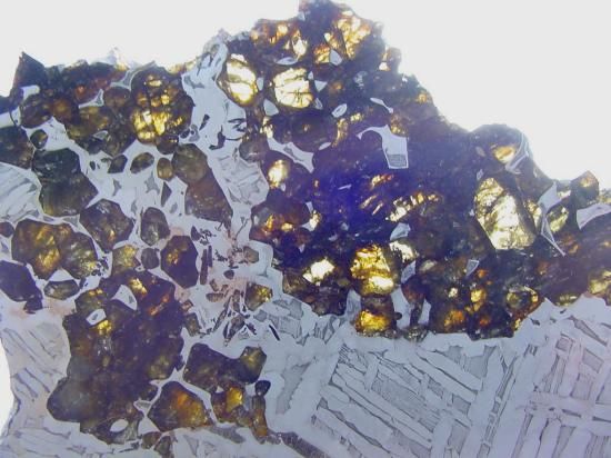 RICH OLIVINE METEORITE PALLASITE SEYMCHAN SLICE 278g  