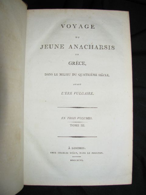 1796 Antique French Bookset   Voyage du Jeune Anacharsis en Grèce 