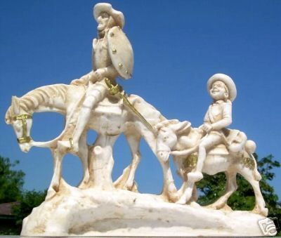 Don Quixote / Ouijote & Sancho Panza Crushed Bone & Resin Statue 