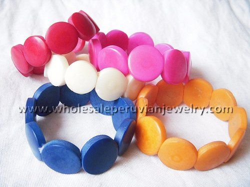 10 COLORFUL TAGUA SEED BRACELETS PERUVIAN JEWELRY ART  