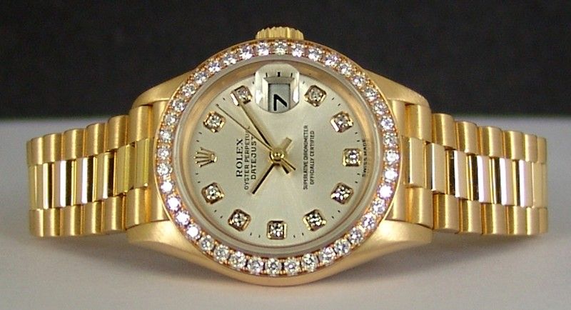   18kt Gold Datejust President   Silver Diamond Dial   Model 69178