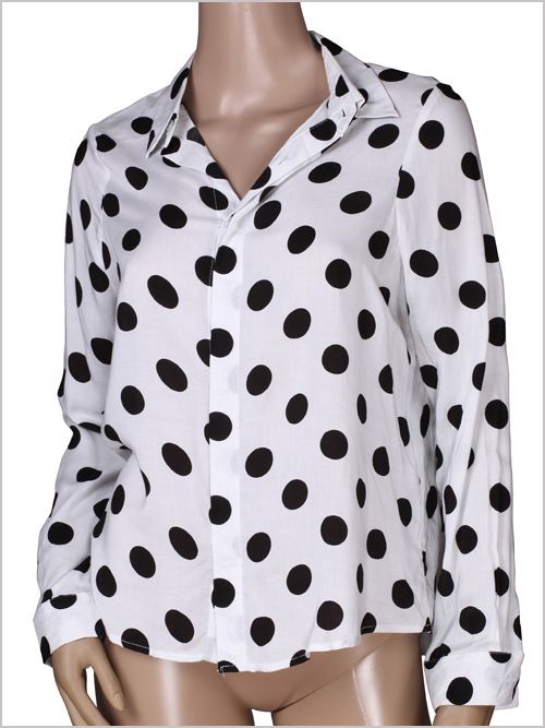 POLKA DOT TURN DOWN COLLAR CHIFFON SHIRT 2406  