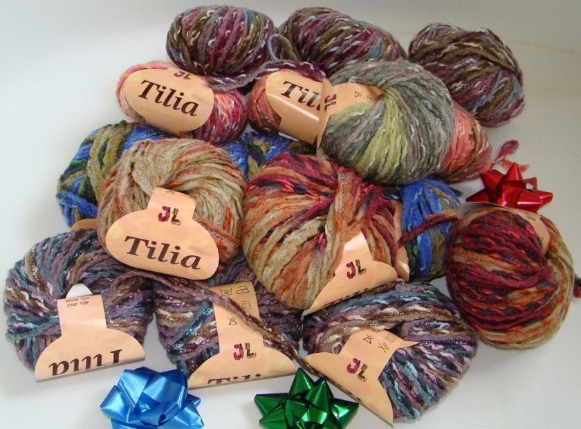 Lot of 8 balls Ribbon Wool Tilia Yarn multi  