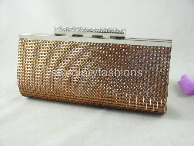 Brown Crystals Wedding/Party/Prom Purse Clutch Bag 3 Colors  
