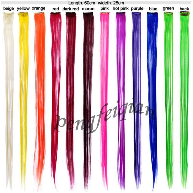   Colored Colorful Clip On In Hair Extension  Mode Fashion