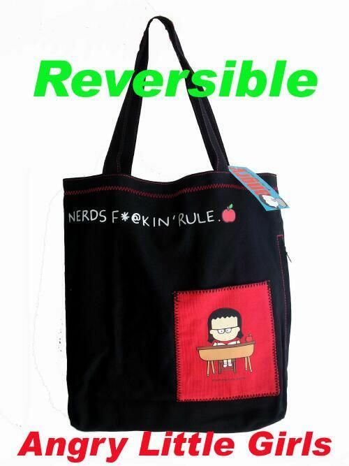 Angry Little Girls Nerds Rule Tote Shoulder Reversible Bag 7801 NR 