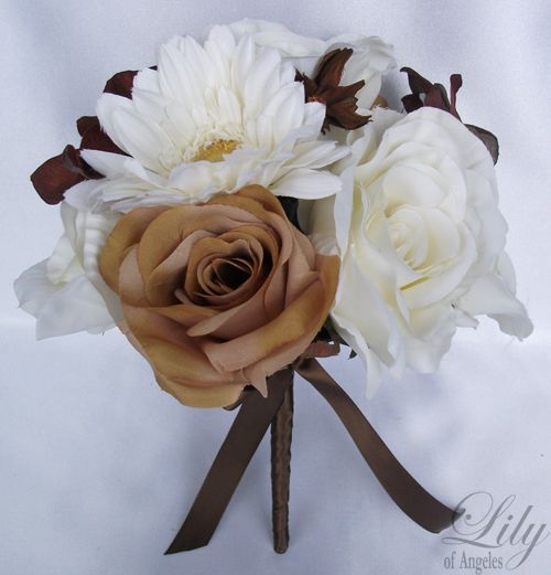   Bouquet Bride Decoration Flowers Package IVORY BROWN CREAM  