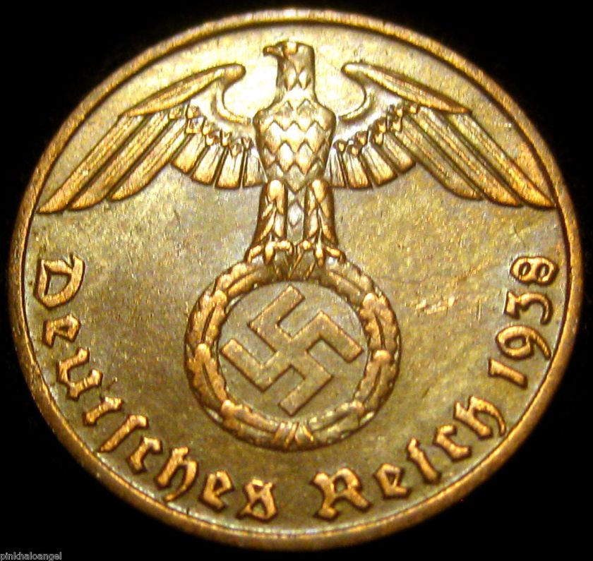 German Third Reich Reichspfennig Coin 1938E  