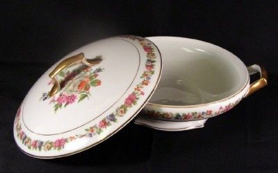 1947 Raynaud Limoges DRESDEN FLOWERS Tureen RYD13  