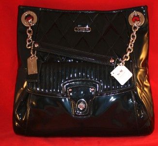 NWT NEW Coach 18673 Black Patent Leather Poppy Liquid Gloss Slim Tote 