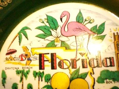 VINTAGE HOMER LAUGHLIN FLORIDA FLAMINGOS BEACHES PLATE  