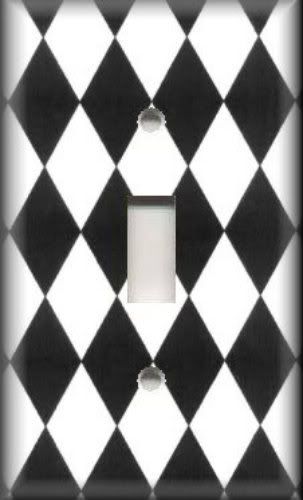   Plate Cover   Black And White   Harlequin Checkered Design  