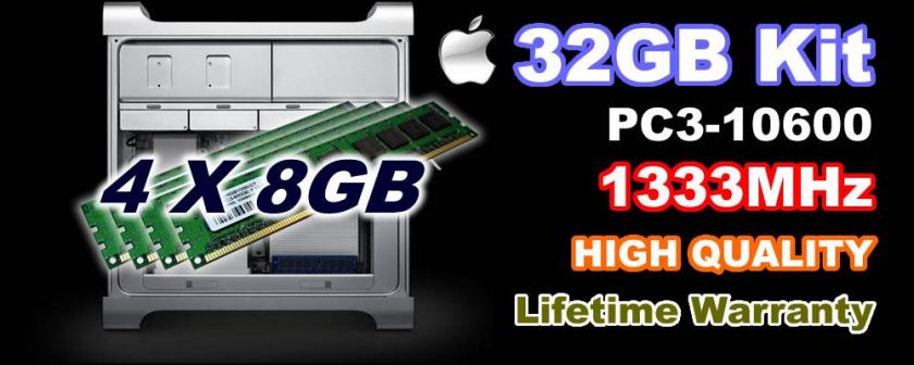 32GB (4 X 8GB) DDR3 ECC 1333MHz Apple Mac Pro Westmere 0846923002413 