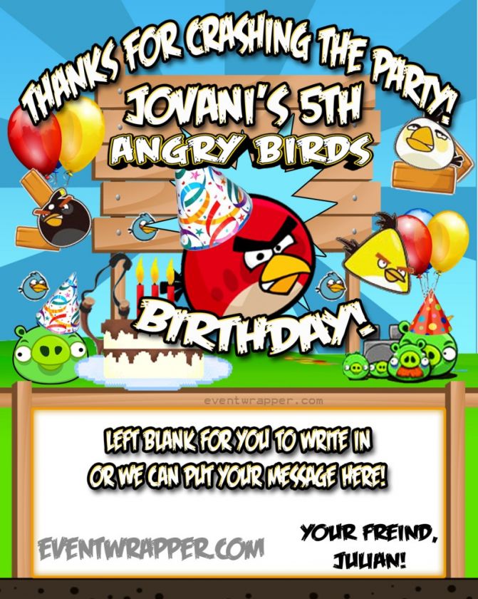 ANGRY BIRDS BIRTHDAY PARTY TICKET INVITATIONS VIP PASSES AND FAVORS 