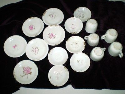 Antique DOLL DISHES CHILDS TEACUPS PLATES Rose China for Old French 