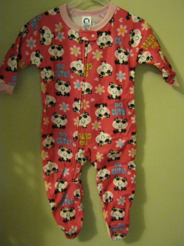 Panda Gerber baby footed blanket sleeper sleep wear 18M fleece long 