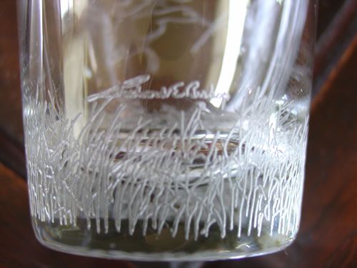 Old Fashioned Glasses Intaglia Cut Richard E Bishop Ducks  