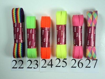   ATHLETIC SHOE LACE NEON COLORS CHEERLEADER STRINGS LADIES CHILDREN