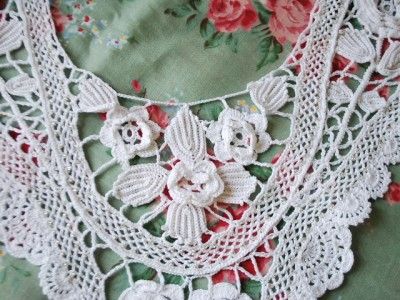 Lovely Hand Crochet 3D Rose Lace Collar Neckline Applique With Beads 