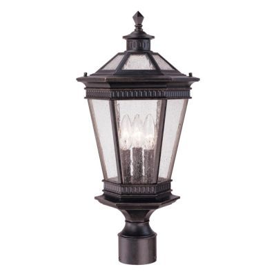 NEW 3 Light Md Outdoor Post Lamp Lighting Fixture, Black Bronze, Clear 