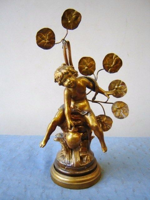 Old French spelter statue lamp # 01670  