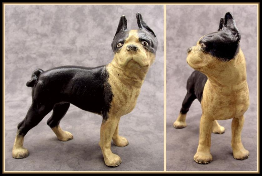 BOSTON TERRIER BULL DOG Cast Iron DOORSTOP BANK STATUE  