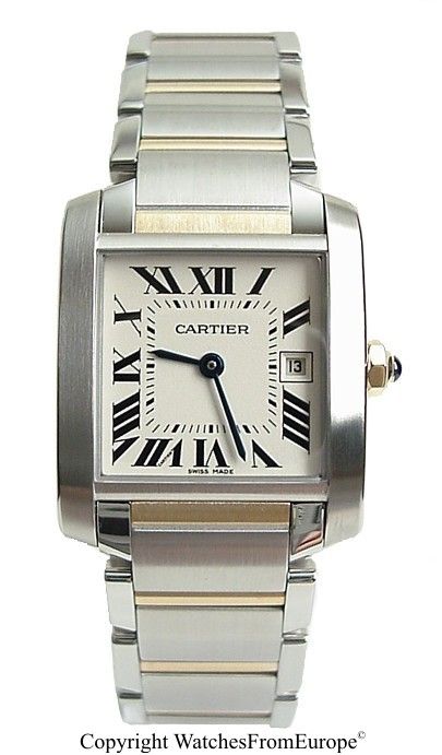 Beautiful Unisex CARTIER Tank Francaise Midsize Steel/18k Gold Two 