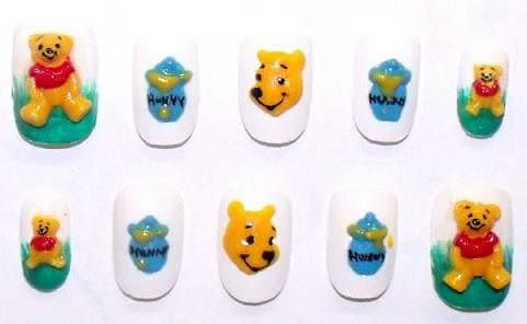 CLEARANCE Acrylic false Japanese nails tips WINNIE THE POOH 3D  