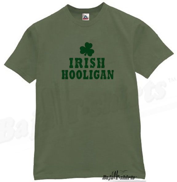 IRISH HOOLIGAN T SHIRT FUNNY IRELAND CELTIC OLIVE G XL  