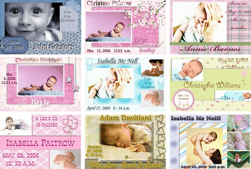 100 BIRTH ANNOUNCEMENTS TEMPLATES PSD PHOTOSHOP on DVD  