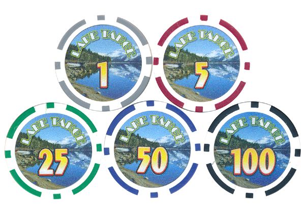 100) CLAY LAKE TAHOE POKER CHIPS Custom SET 11.5 gr **  