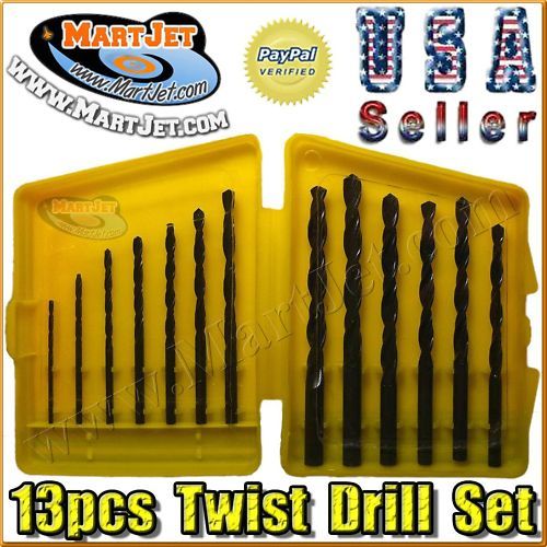 13 Twist Drill Bit Set +Case Wood Metal Plastic Aluminum Small Hole 