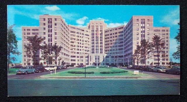 1950s Old Cars Veterans Hospital Buffalo NY Erie Co PC Stamp  